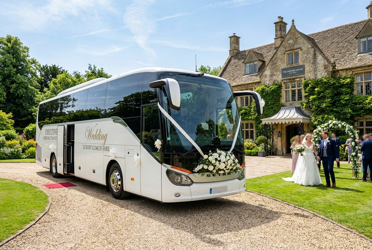 Wedding guest shuttles coach